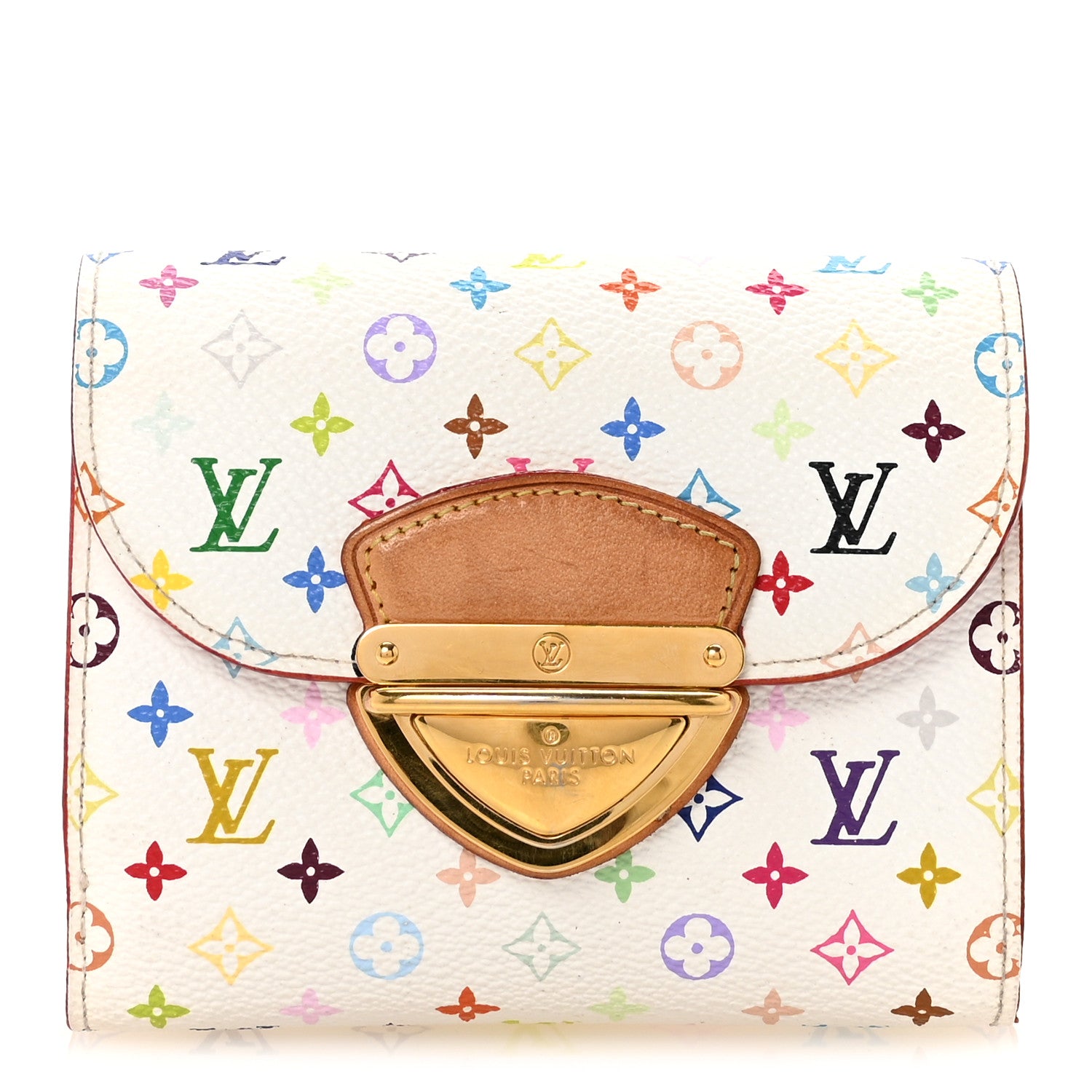 Louis Vuitton Monogram Multicolor Joey Wallet White Litchi 1 of 6