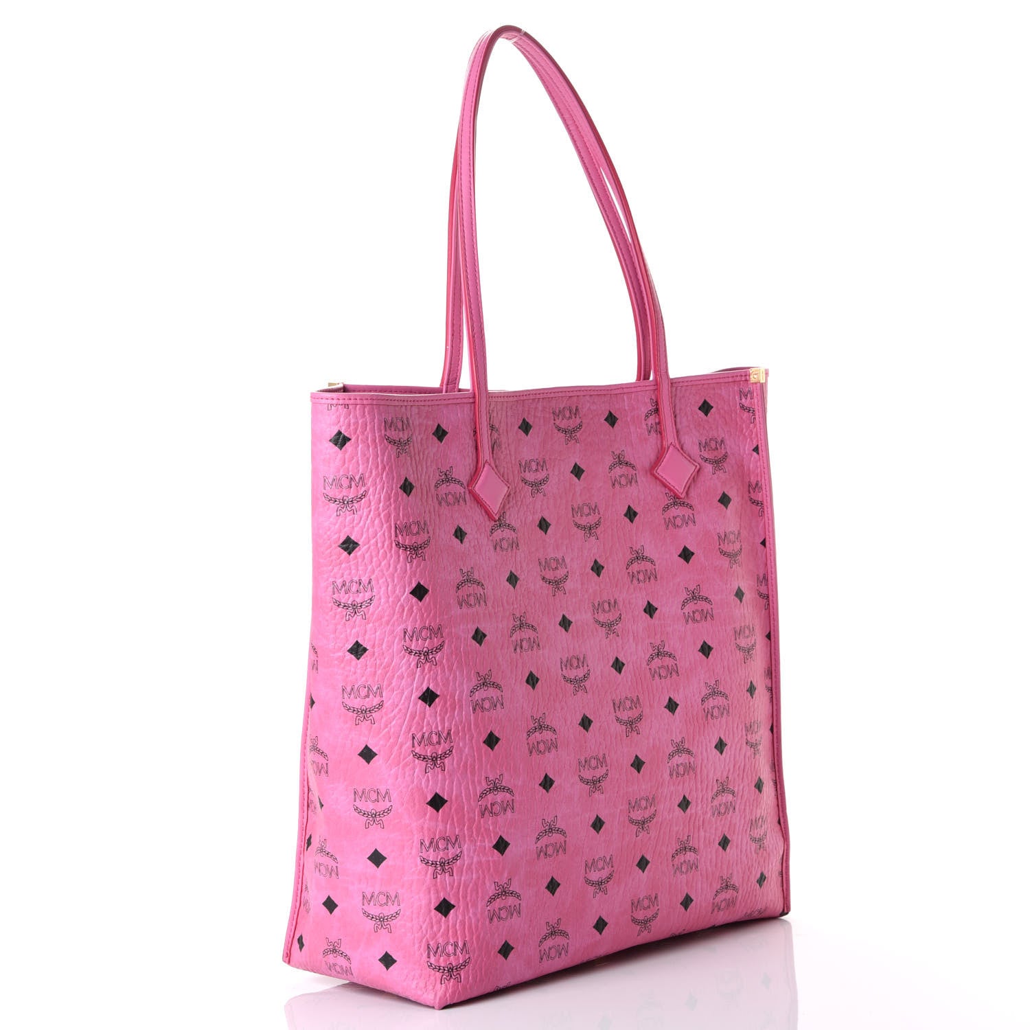 MCM Visetos Kira North South Shopper Tote Pink 2 of 8
