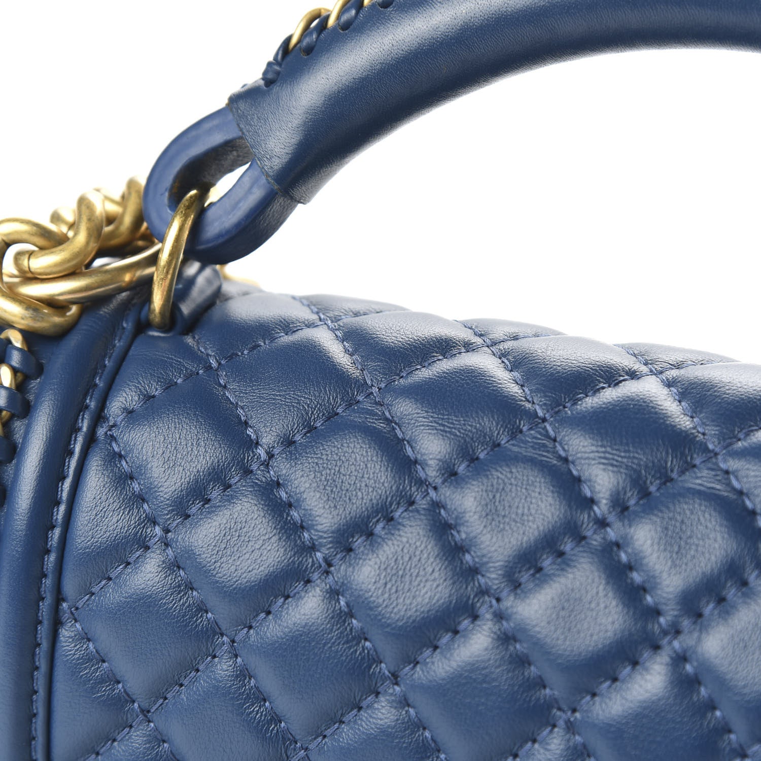 Chanel Calfskin Quilted Medium Top Handle Boy Flap Blue 11 of 14