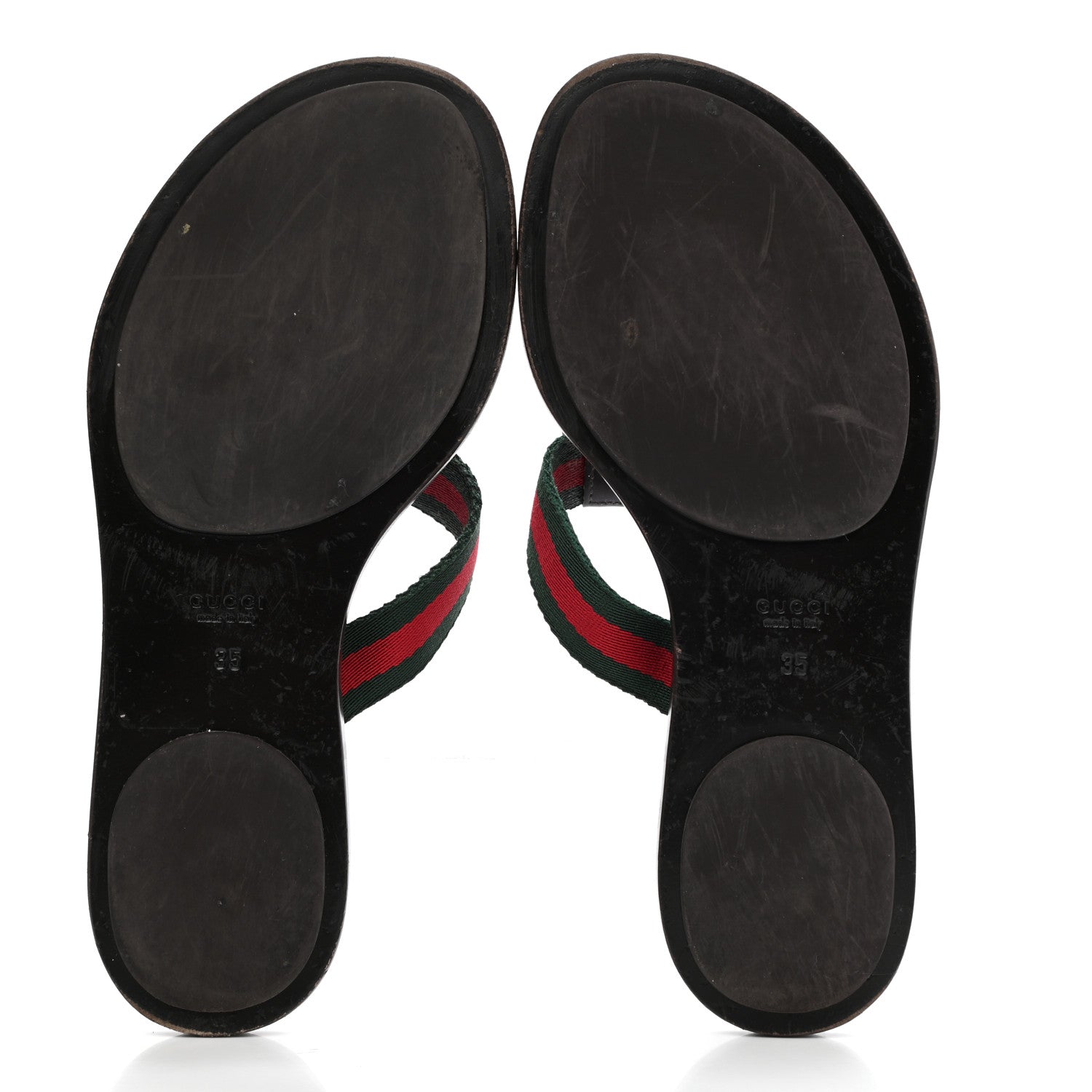 Gucci Nylon Guccissima Web Womens Thong Sandals 35 Green Red Black 5 of 12
