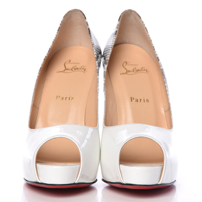 Christian Louboutin Patent Degrade Snakeskin Printed New Very Prive 120 Peep Toe Pumps 38.5 White Roccia 2 of 7