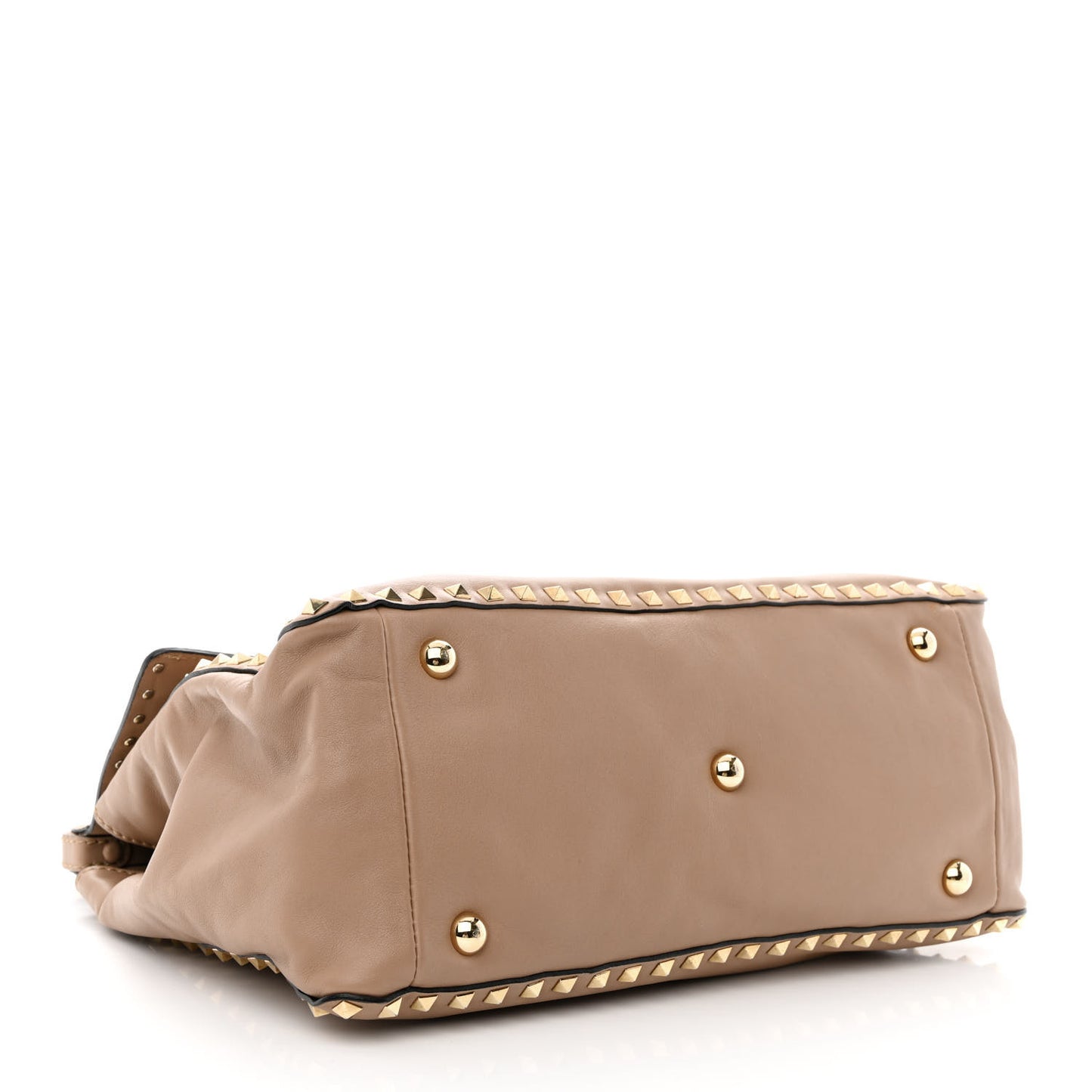 Nappa Rockstud Frame Handle Bag Poudre