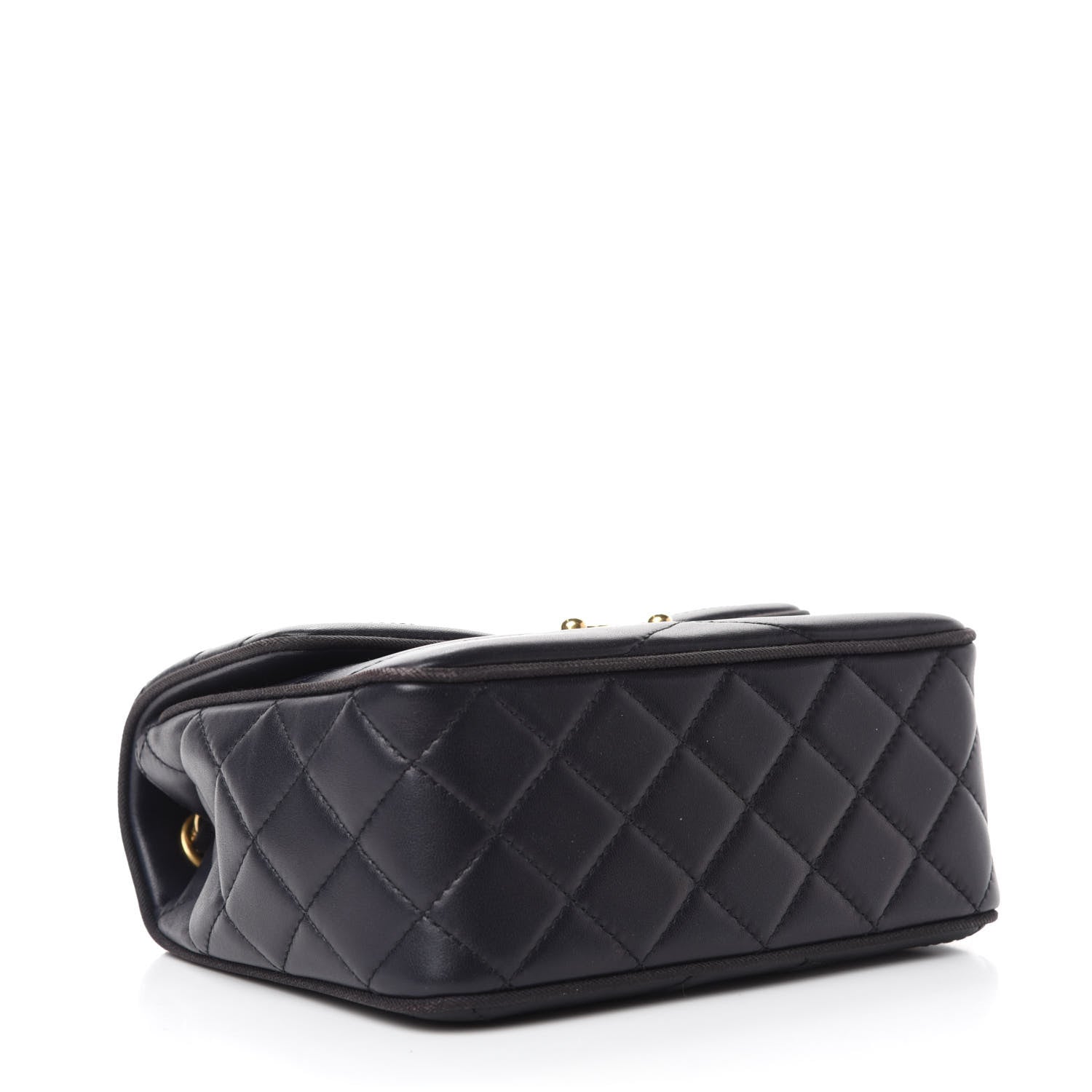 Chanel Lambskin Scallop Quilted Mini Pagoda Square Flap Black 4 of 11