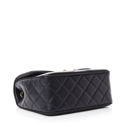 Chanel Lambskin Scallop Quilted Mini Pagoda Square Flap Black 4 of 11