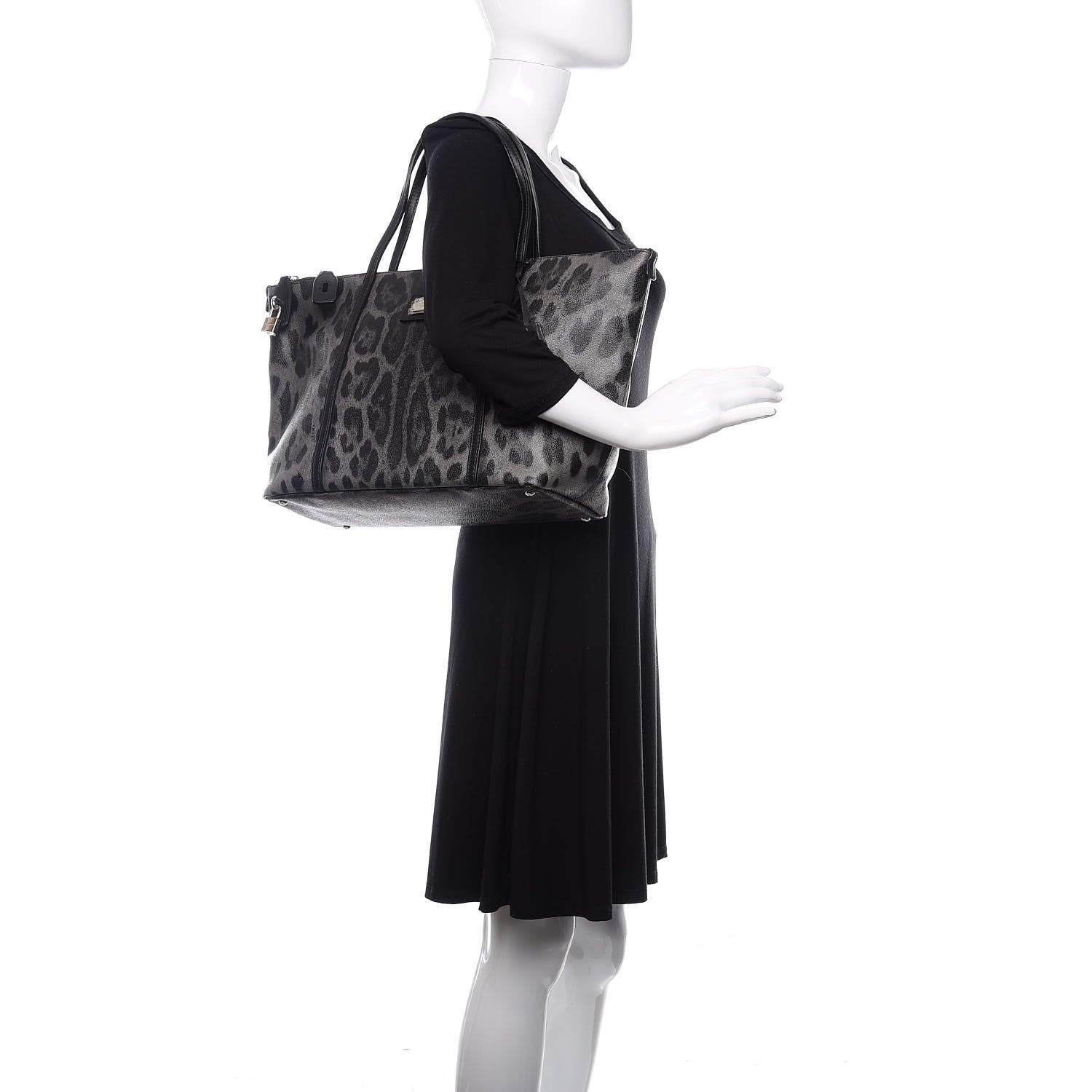 Dolce & Gabbana Coated Canvas Leopard Print Miss Escape Tote Grey 2 of 14