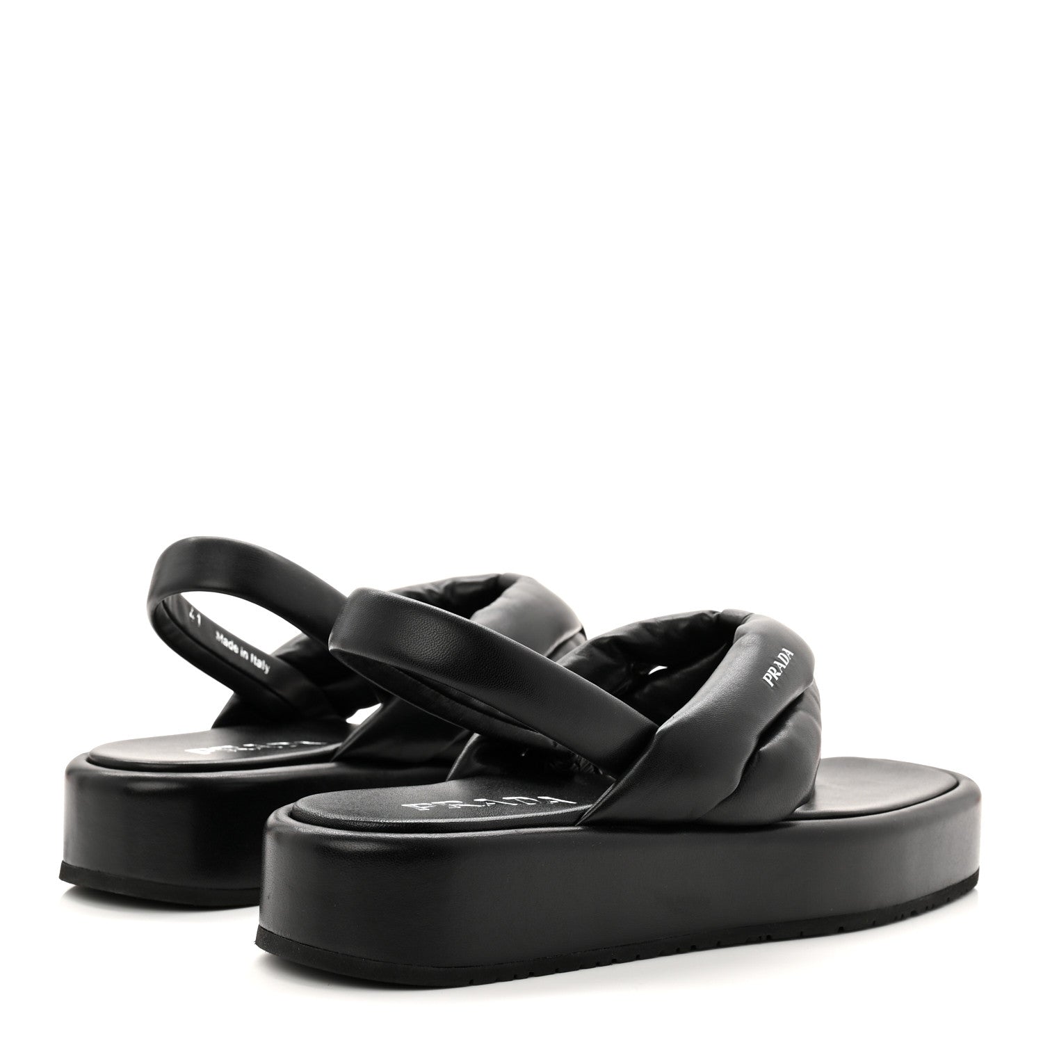 Prada Nappa Soft Padded Platform Slingback Thong Sandals 41 Black 5 of 9