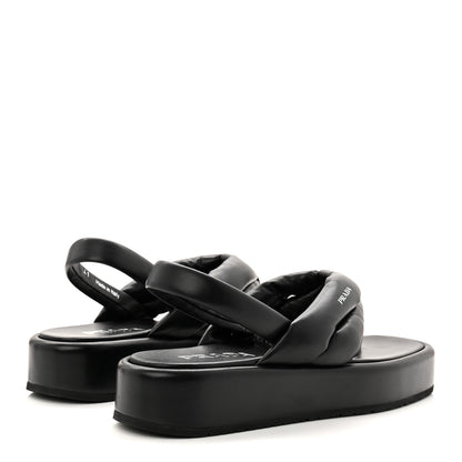 Prada Nappa Soft Padded Platform Slingback Thong Sandals 41 Black 5 of 9