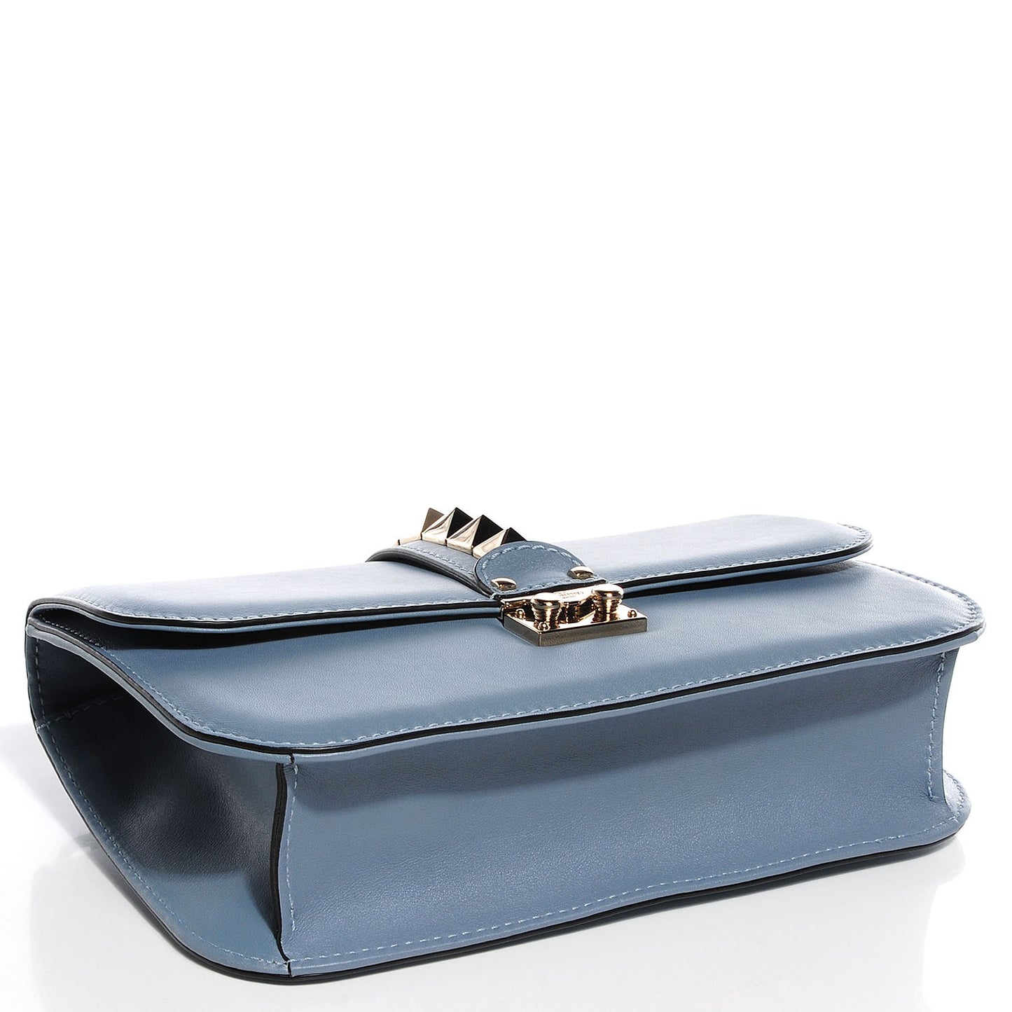 Vitello Medium Glam Lock Rockstud Flap London Stone
