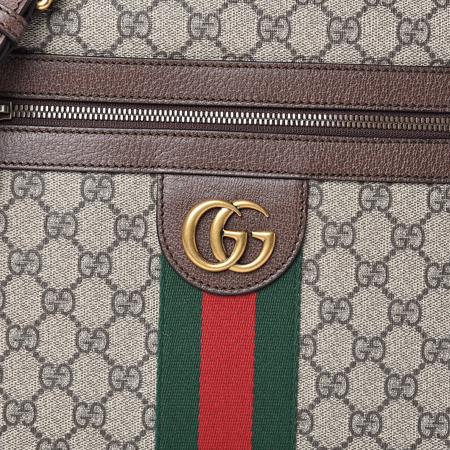 GG Supreme Monogram Web Medium Ophidia Messenger Bag Brown