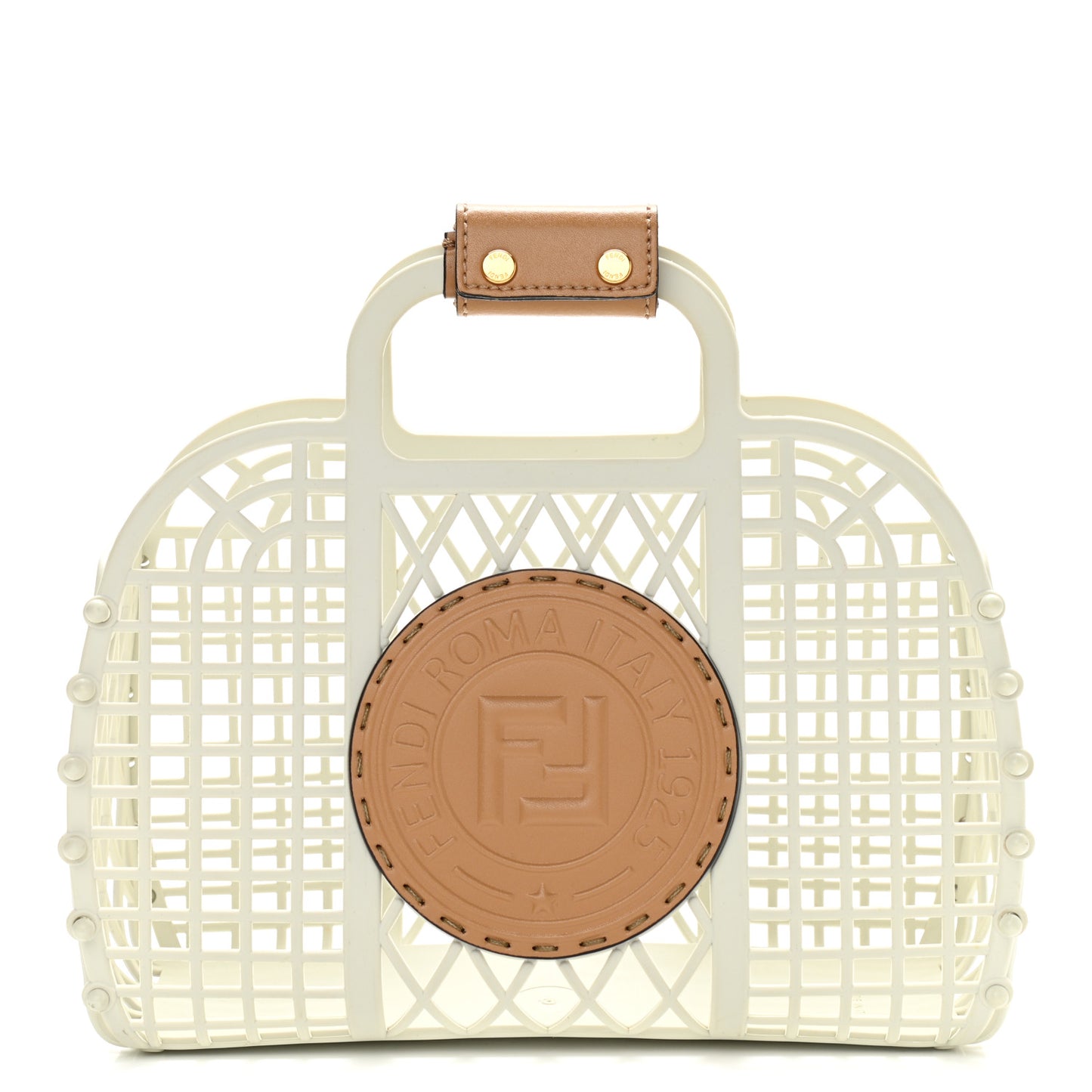 Recycled Plastic Vitello Liberty Matte Small Fendi Basket White Ice Miele Scuro