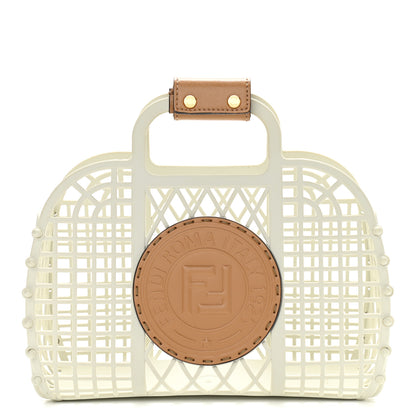 Fendi Recycled Plastic Vitello Liberty Matte Small Fendi Basket White Ice Miele Scuro 1 of 12