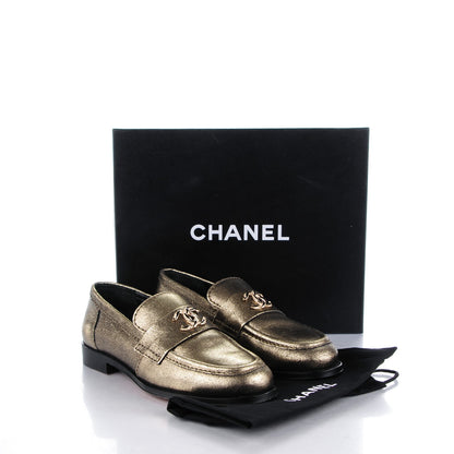 Chanel Metallic Calfskin Fantasy Loafers 35 Gold 9 of 9