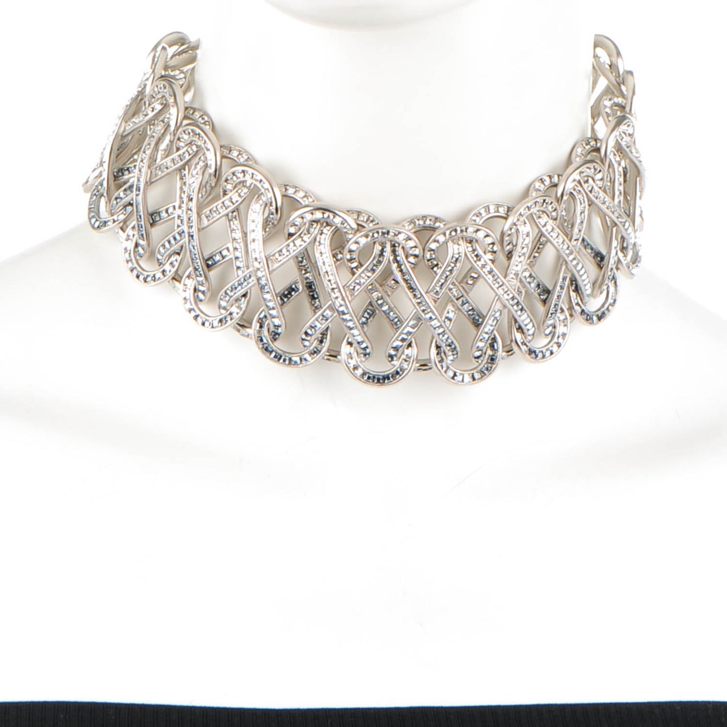 Ombre Crystal CC Infinity Chain Link Choker Necklace Blue Silver
