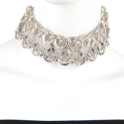 Chanel Ombre Crystal CC Infinity Chain Link Choker Necklace Blue Silver 2 of 6