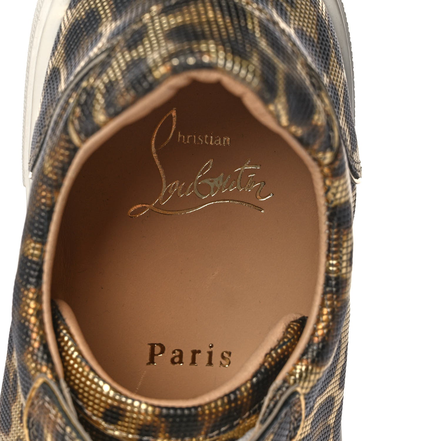 Christian Louboutin Calfskin Coins Leopard Womens Vieirissima Flat Sneakers 37 Gold 7 of 7