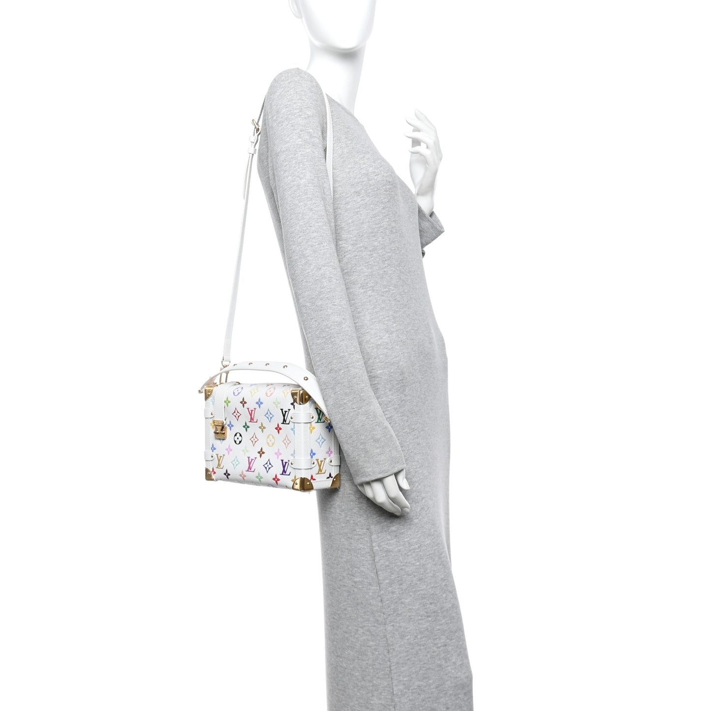 LV x TM Cowhide Monogram Multicolor Side Trunk MM White