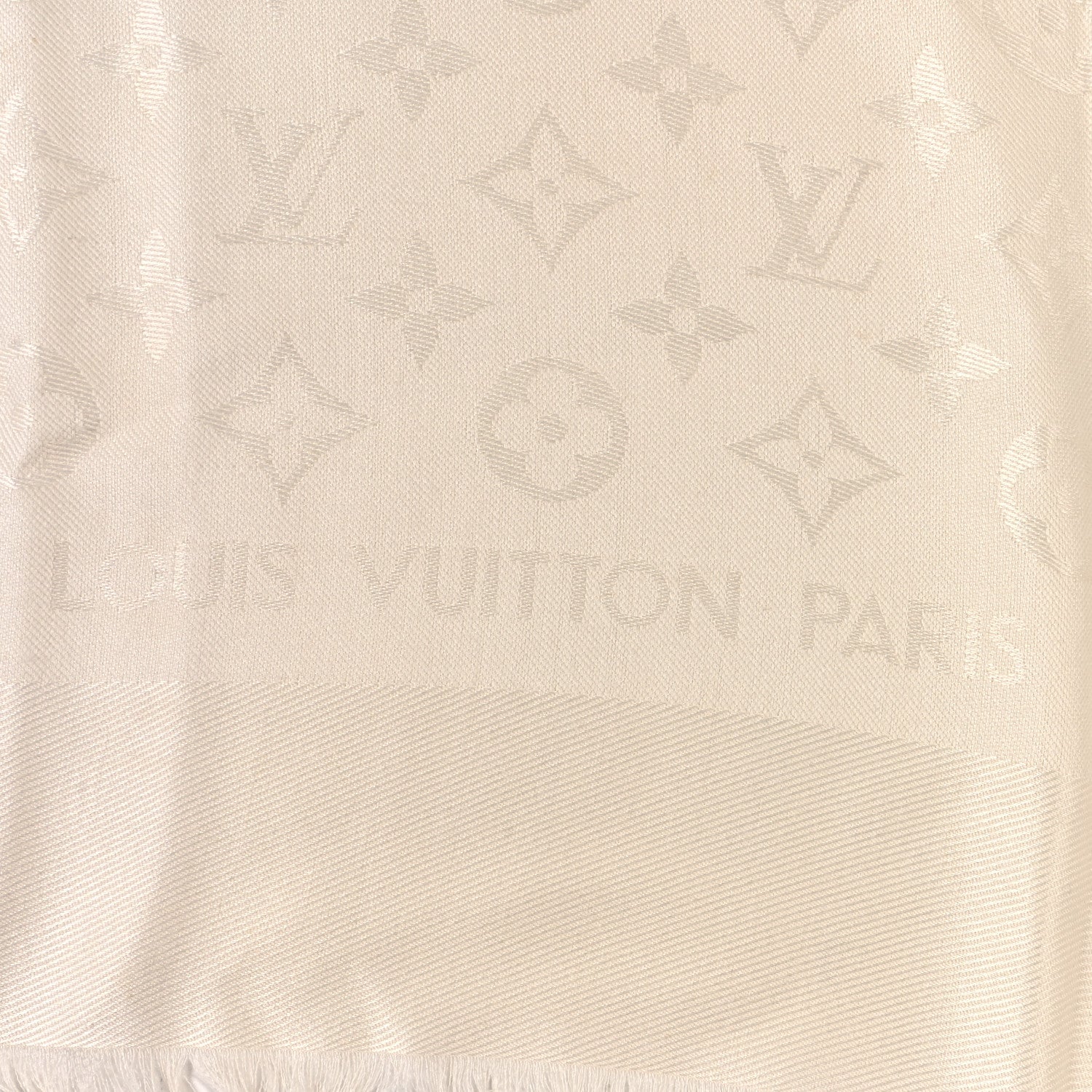 Louis Vuitton Silk Wool Monogram Shine Shawl White 2 of 6