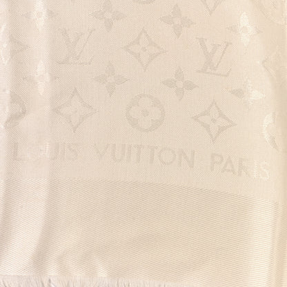 Louis Vuitton Silk Wool Monogram Shine Shawl White 2 of 6