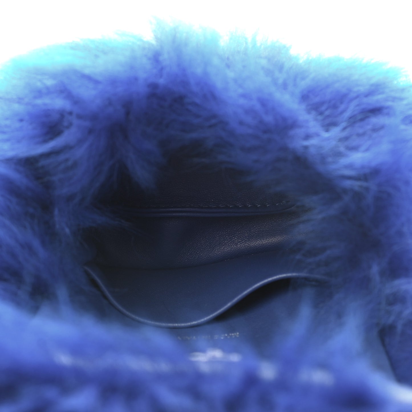 Shearling Lambskin CC Hook Card Holder Blue