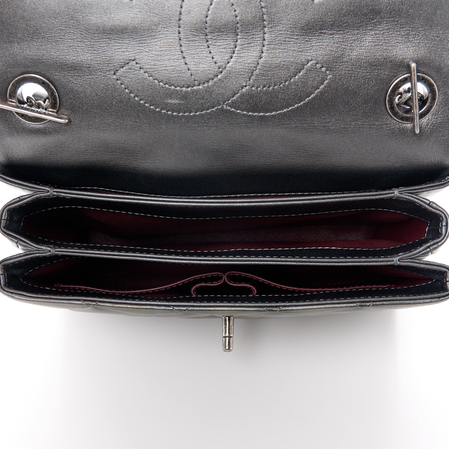 Chanel Metallic Faded Calfskin Quilted Small Trendy CC Dual Handle Flap Bag Silver Gold 5 of 15