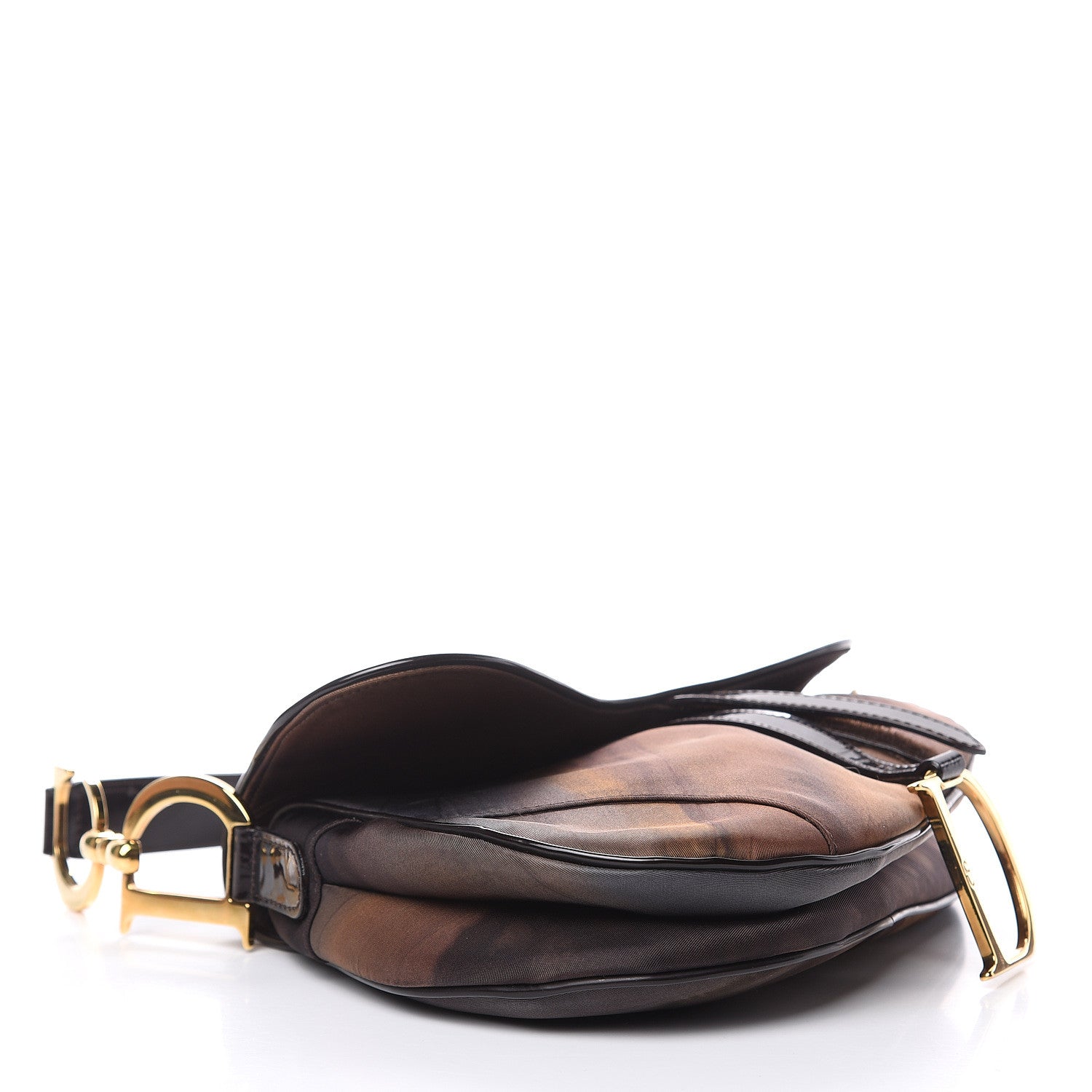 Christian Dior Satin Saddle Bag Brown Multicolor 4 of 11