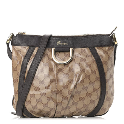 Gucci Crystal Monogram Small D Gold Ring Messenger Dark Brown 1 of 14