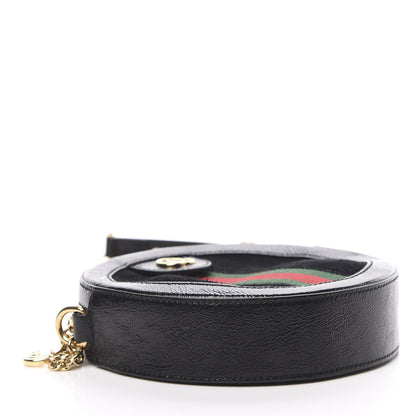 Gucci Suede Patent Web Mini Ophidia Round Shoulder Bag Black 4 of 11