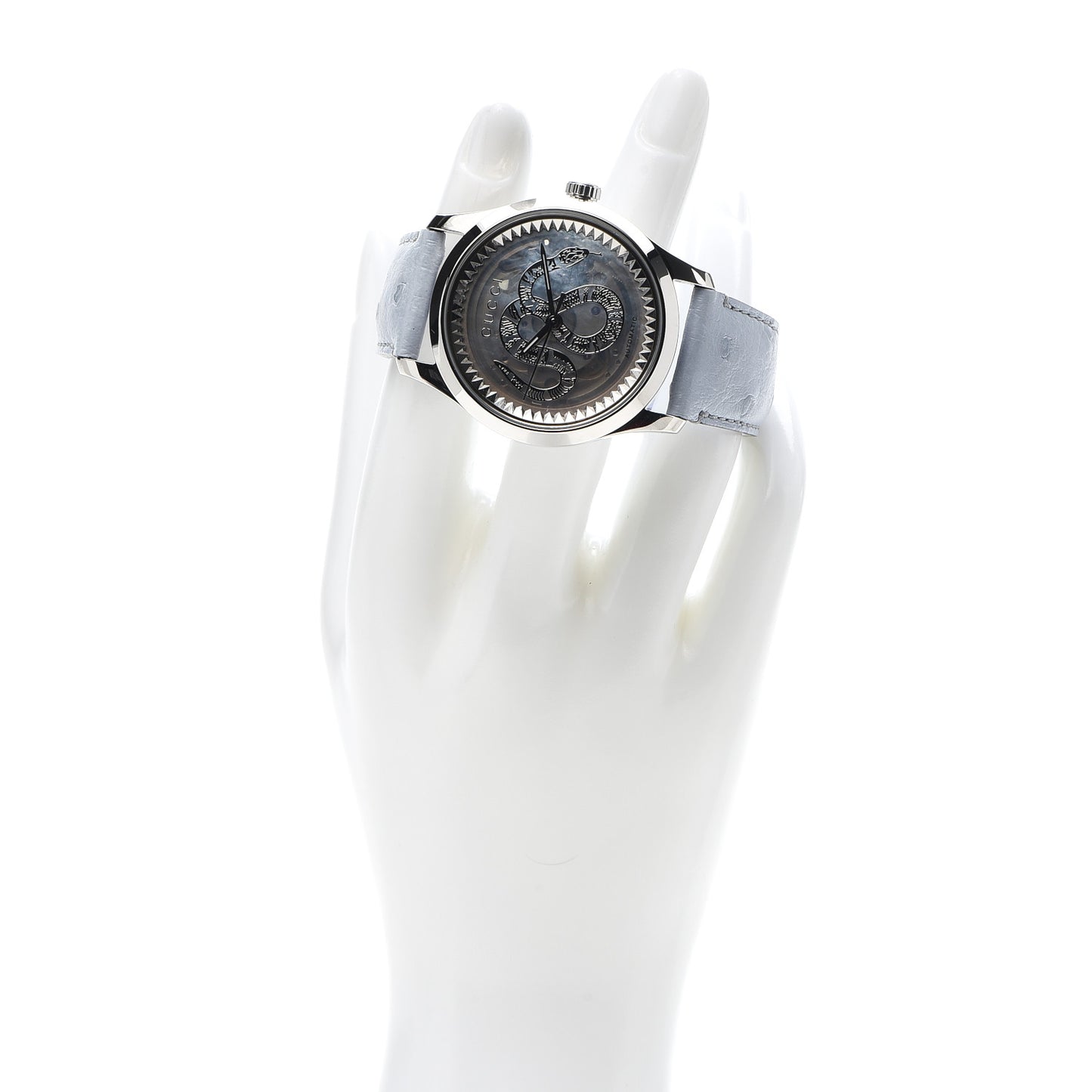 Stainless Steel Ostrich Blue Mother of Pearl 38mm G-Timeless Snake Automatic Watch