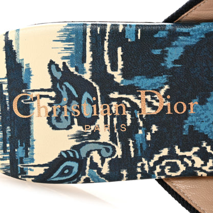 Christian Dior Canvas Palms Embroidered Dway Criss Cross Slide Sandals 38.5 Indigo Blue 8 of 10