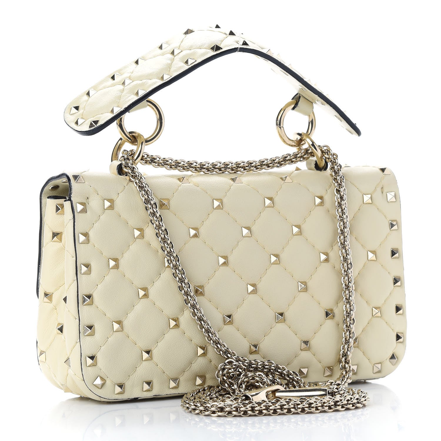 Valentino Garavani Nappa Small Rockstud Spike Shoulder Bag Light Ivory 3 of 13