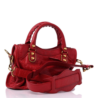 Balenciaga Agneau Gold Metallic Edge Hardware Mini City Rouge Rubis 3 of 9