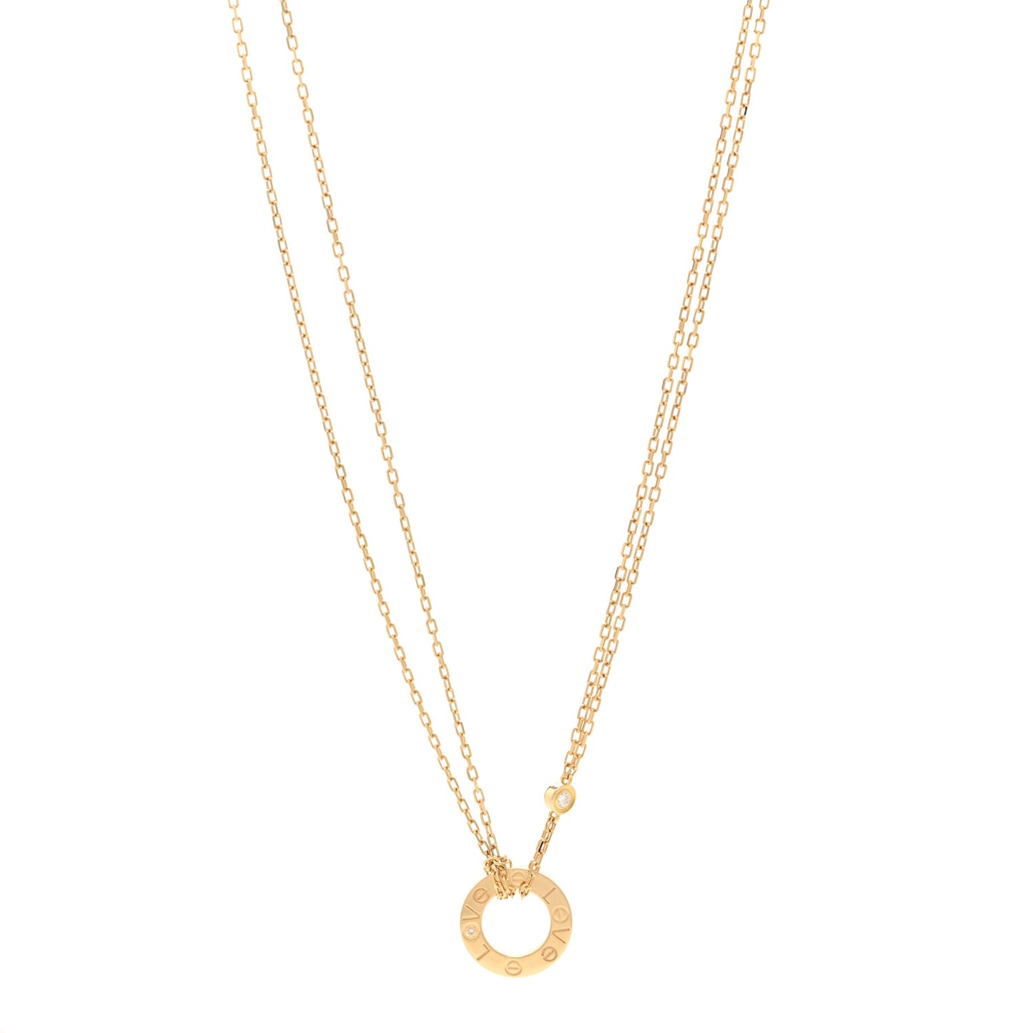18K Yellow Gold 2 Diamond LOVE Necklace