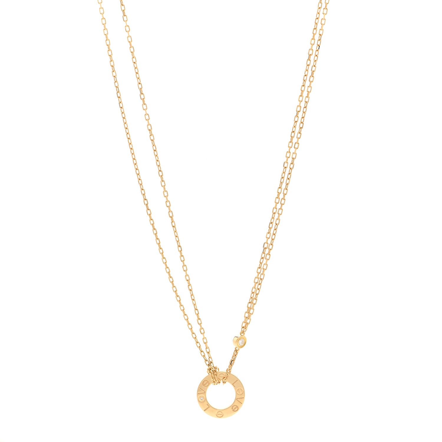 Cartier 18K Yellow Gold 2 Diamond LOVE Necklace 1 of 5