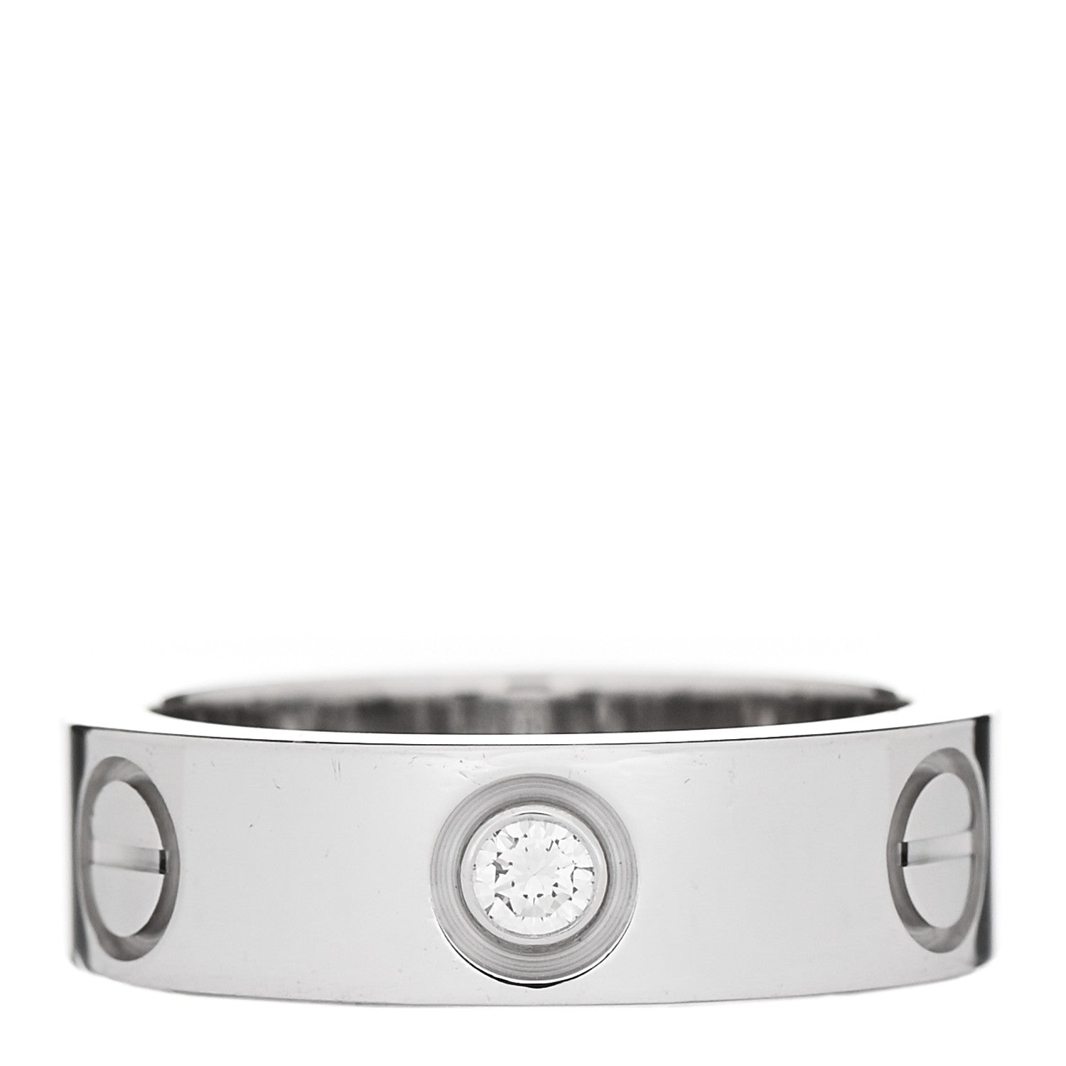 Cartier 18K White Gold 3 Diamond 5.5mm LOVE Ring 49 5 1 of 7