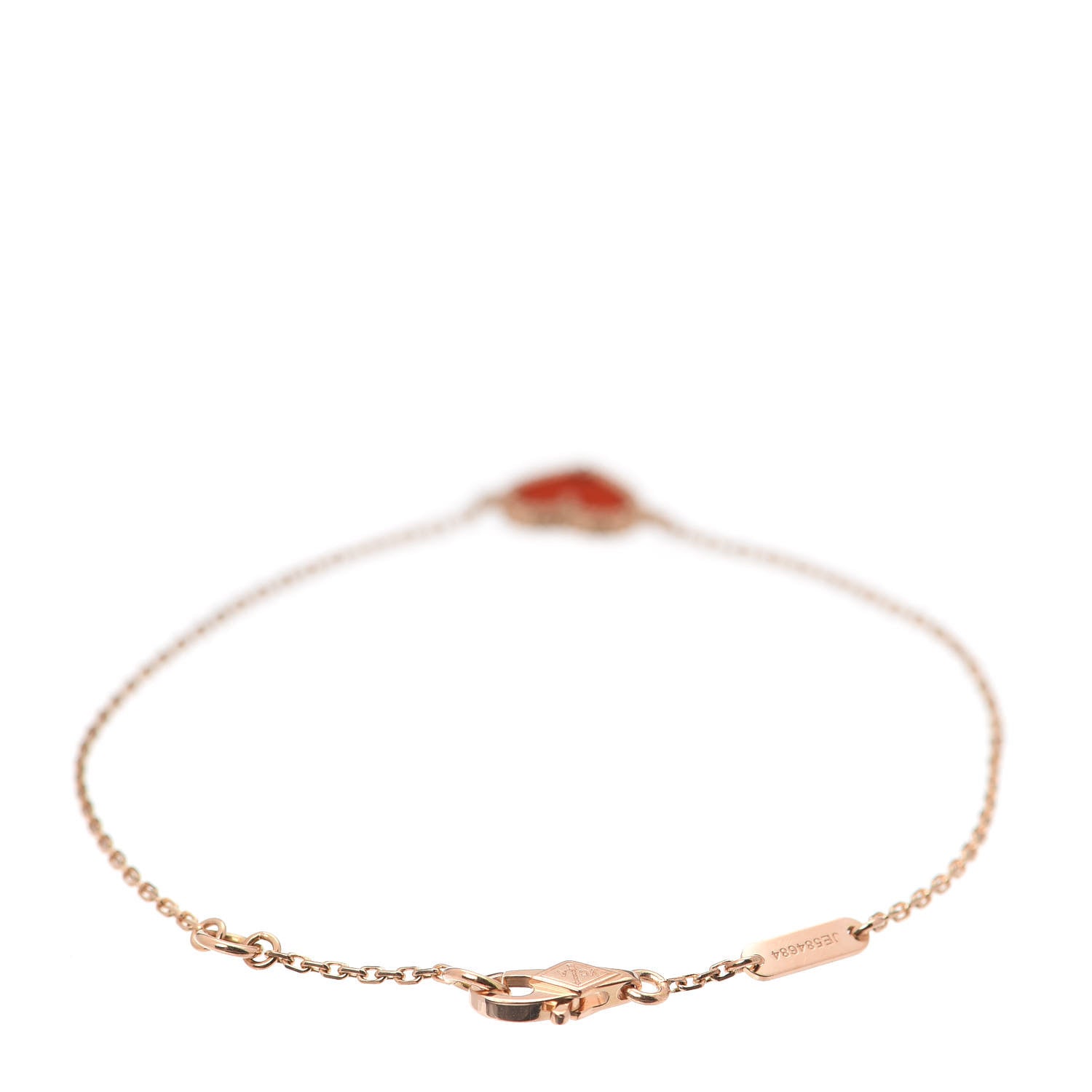 Van Cleef & Arpels 18K Rose Gold Carnelian Sweet Alhambra Heart Bracelet 3 of 7
