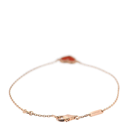 Van Cleef & Arpels 18K Rose Gold Carnelian Sweet Alhambra Heart Bracelet 3 of 7