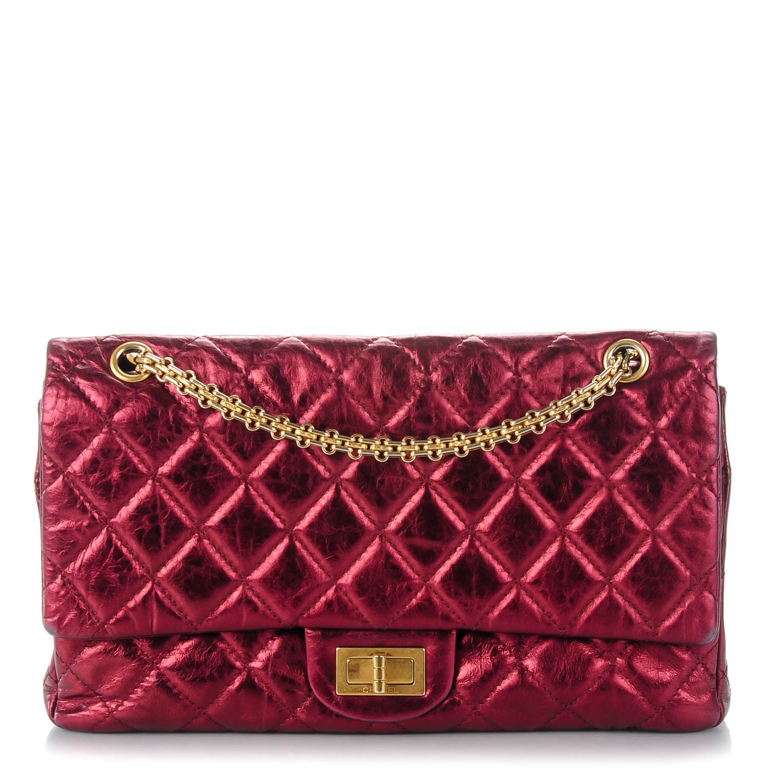 Chanel Metallic Calfskin Quilted 2.55 Reissue Flap 227 Red 1 of 12