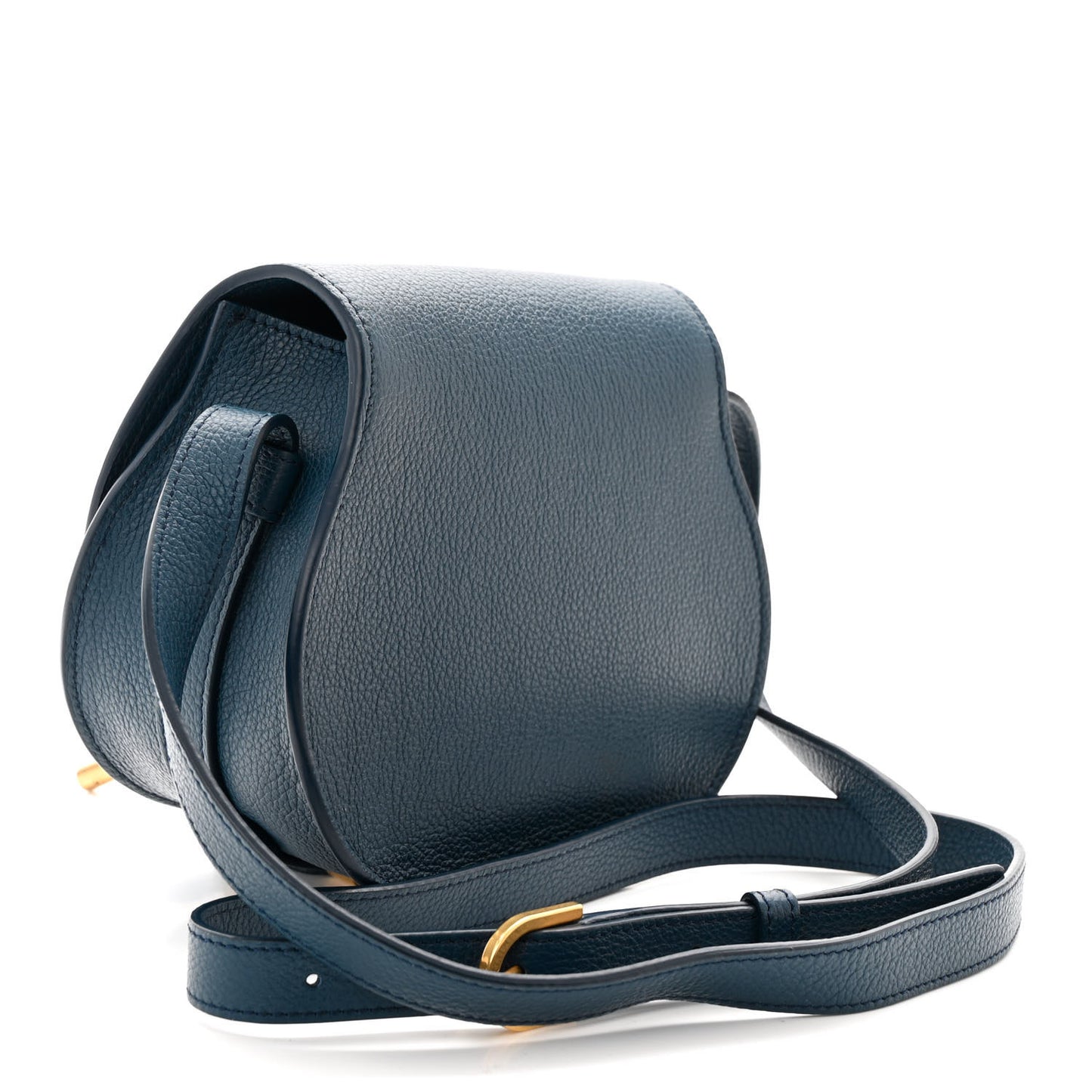Grained Calfskin Small Marcie Saddle Bag Navy