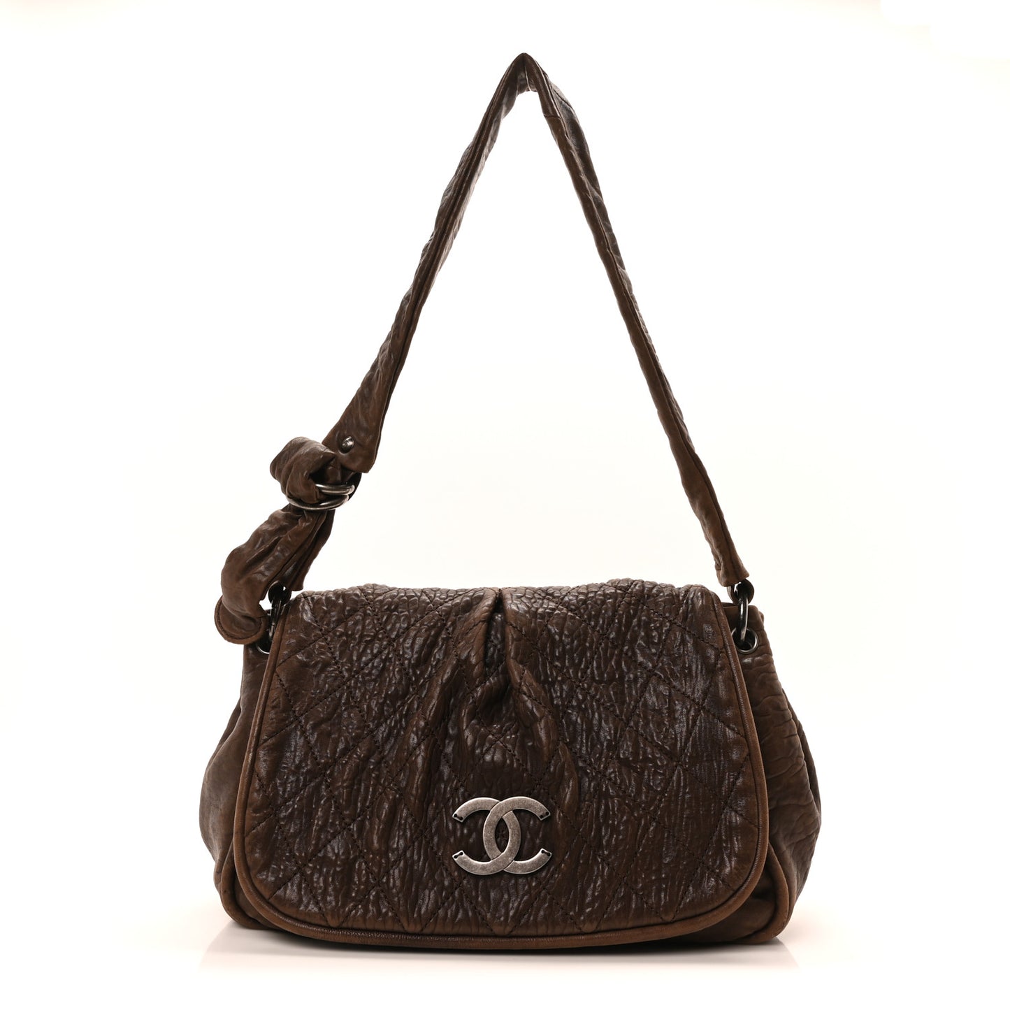 Distressed Lambskin Le Marais Ligne Messenger Flap Brown