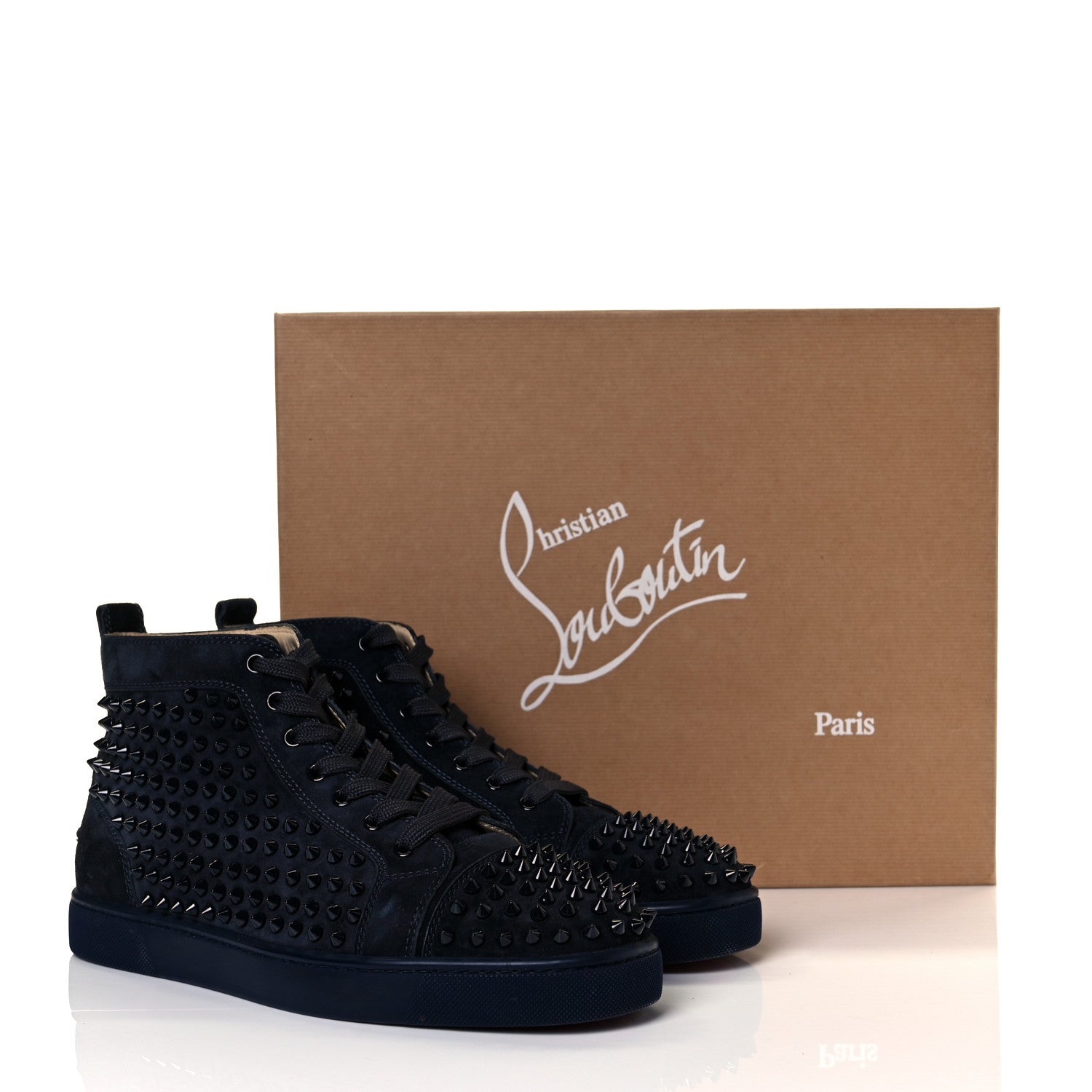 Christian Louboutin Veau Velours Mens Louis Spikes Flat Sneakers 42 Nuit 17 of 18