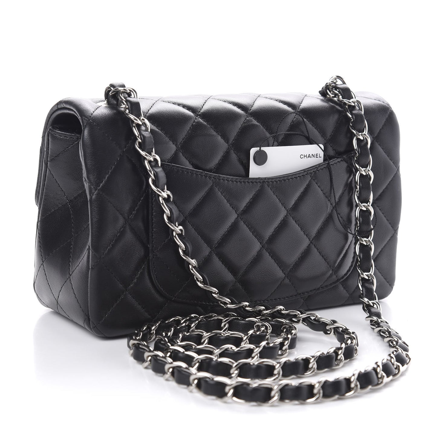 Lambskin Quilted Mini Rectangular Flap Black