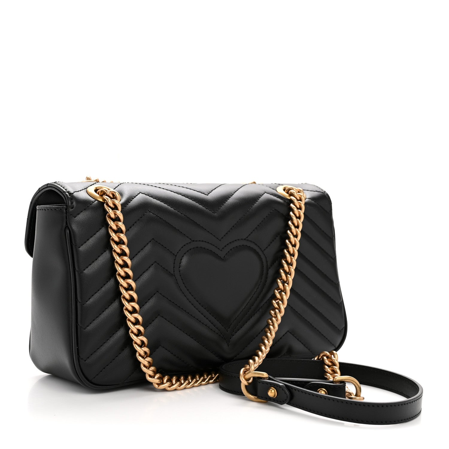 Gucci Calfskin Matelasse Small GG Marmont Shoulder Bag Black 3 of 10