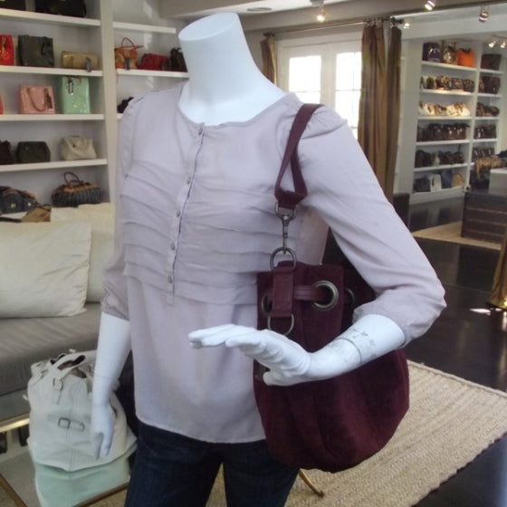 Suede Drawstring Cannage Bag Red