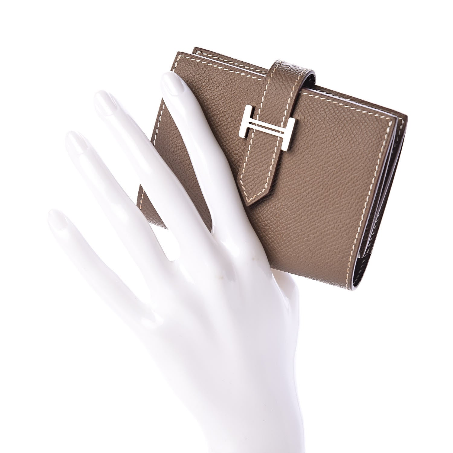 Hermes Epsom Bearn Card Holder Wallet Etoupe 2 of 8