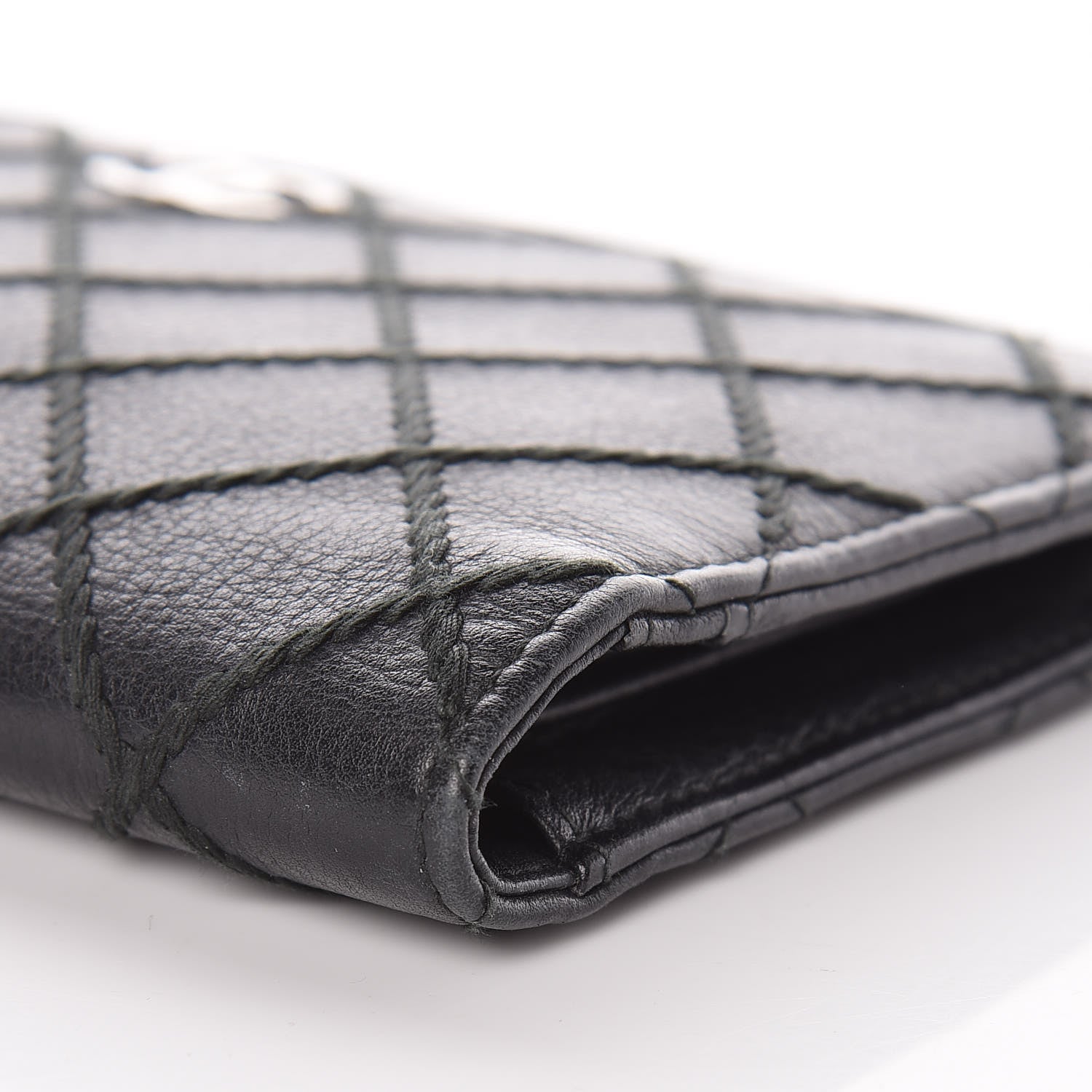 Chanel Calfskin Diamond Stitched Yen Wallet Black 13 of 14