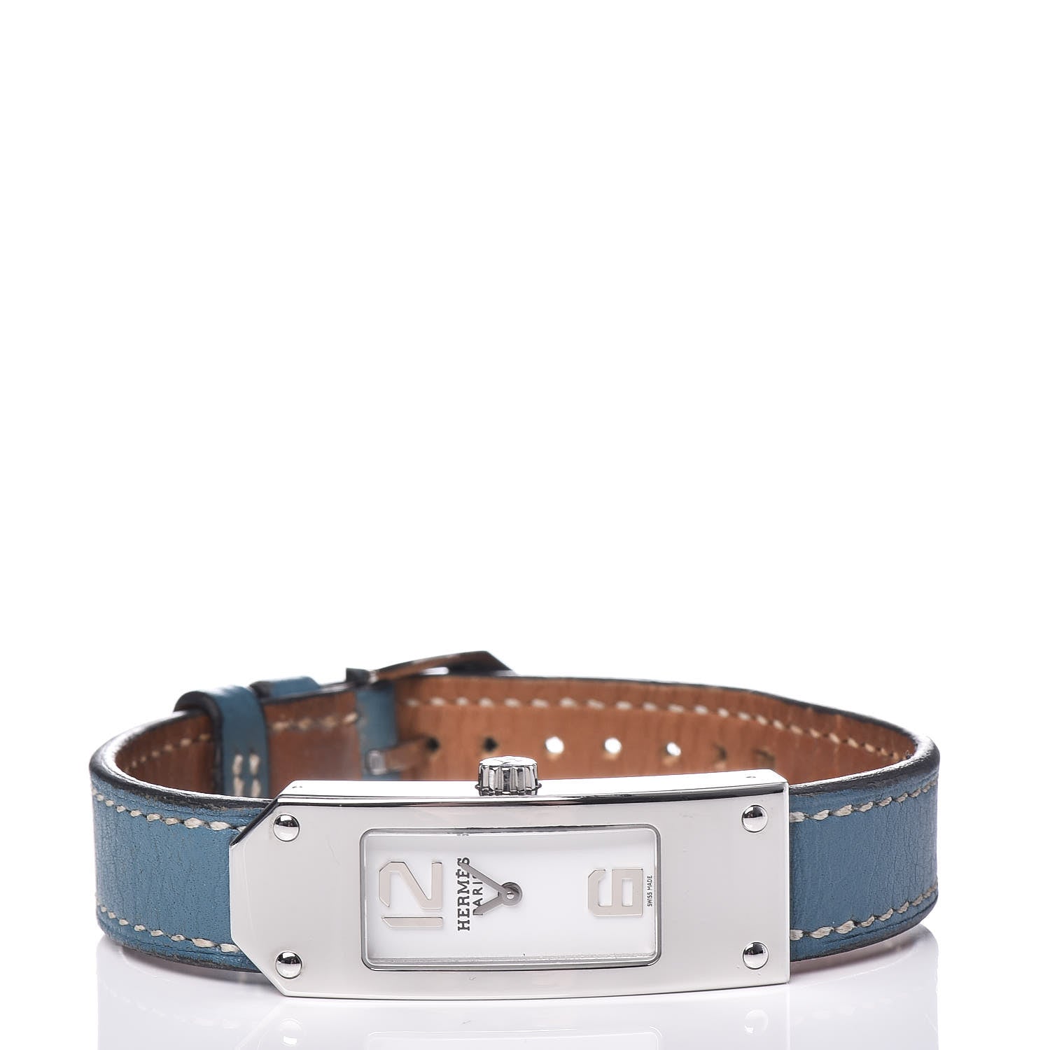 Hermes Stainless Steel Swift 15mm Kelly II Quartz Watch Blue Jean 4 of 9