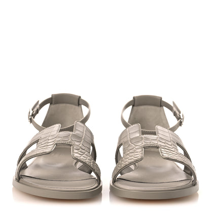 Hermes Matte Alligator Santorini Sandals 37 Beige Nomade 3 of 10