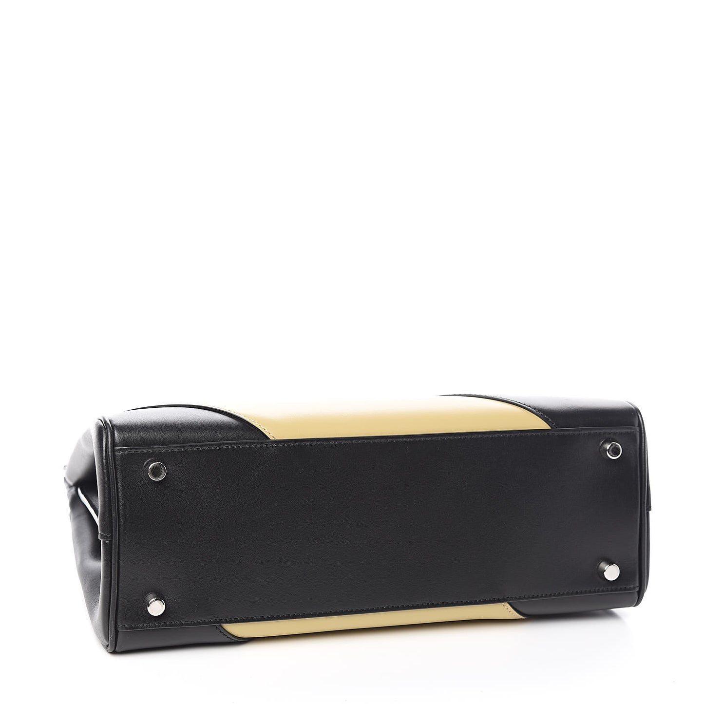Smooth Calfskin Diagonal Striped Small Zumi Top Handle Bag Black Beige