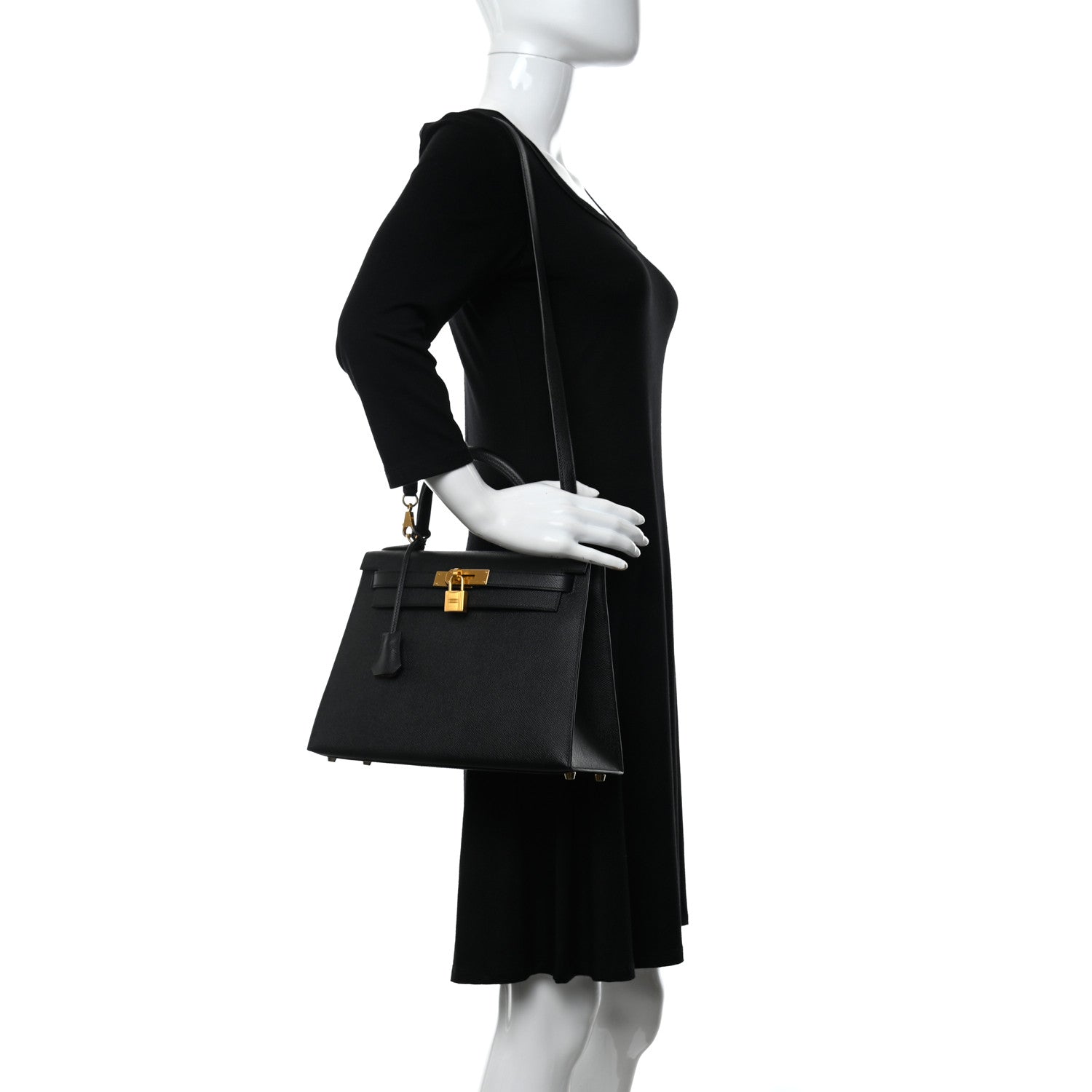 Hermes Epsom Horseshoe Vesro Kelly Sellier 28 Black Tabac Camel 2 of 13