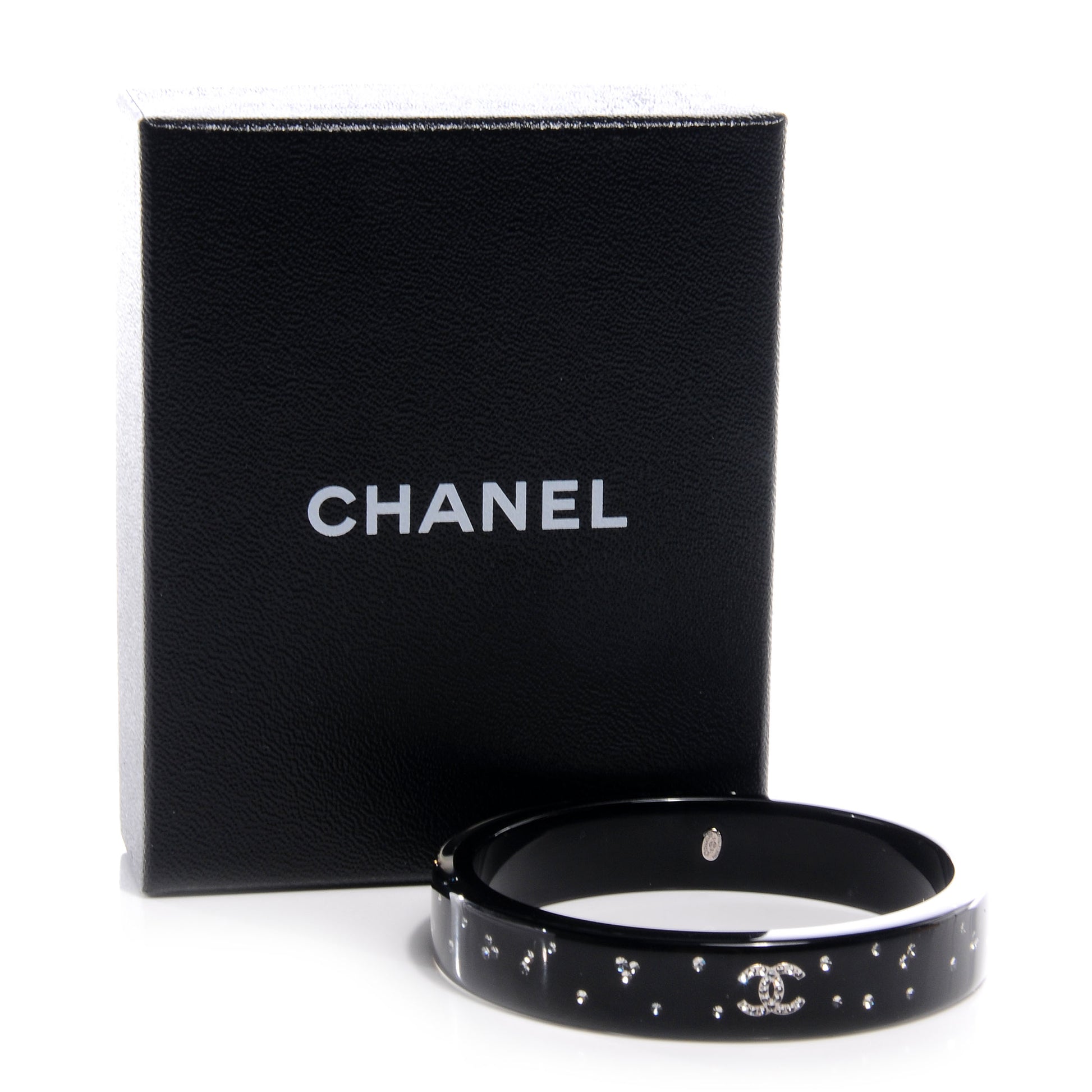 Chanel Resin Crystal CC Bangle Black 6 of 6
